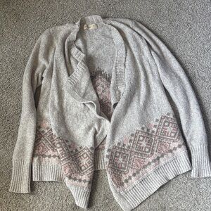 Hollister Gray and Pink Patterned Cardigan - XS